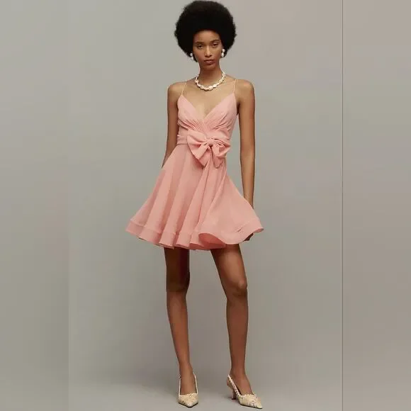 Mac Duggal Sleeveless V-Neck Bow Mini Dress Sz 0 NWOT Mini